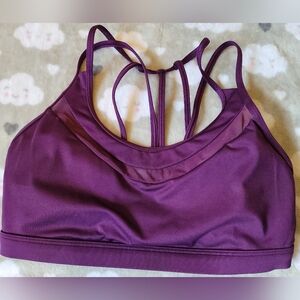 Victoria Sport purple strappy sports bra with sheer panel in front womens size M